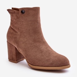 Botins femininos de camurça com salto alto marrom Selela 2