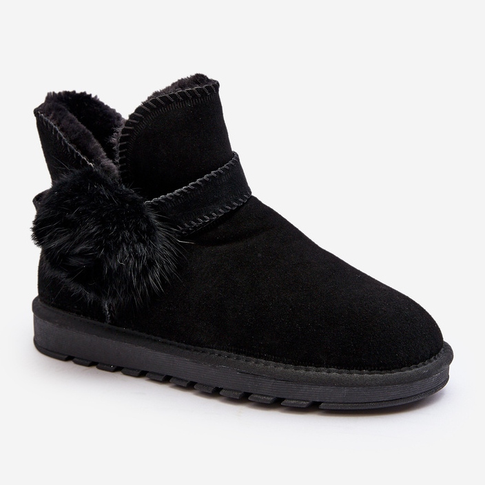Botas femininas de camurça para neve com recortes, Eraclio Preto 2 Botas femininas de camurça para neve com recortes, Eraclio Preto 2
