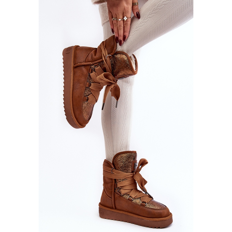 Botas de neve femininas com cadarço D.Franklin DFSH370006 marrom castanho 2 Botas de neve femininas com cadarço D.Franklin DFSH370006 marrom castanho 2