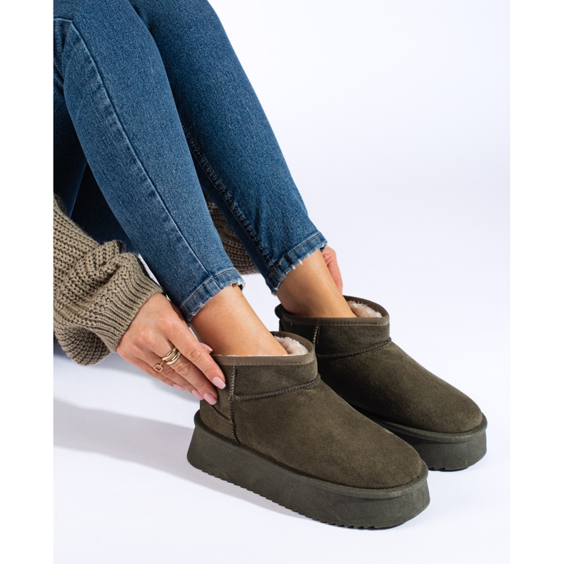 Botas baixas de neve verdes femininas Shelovet 1