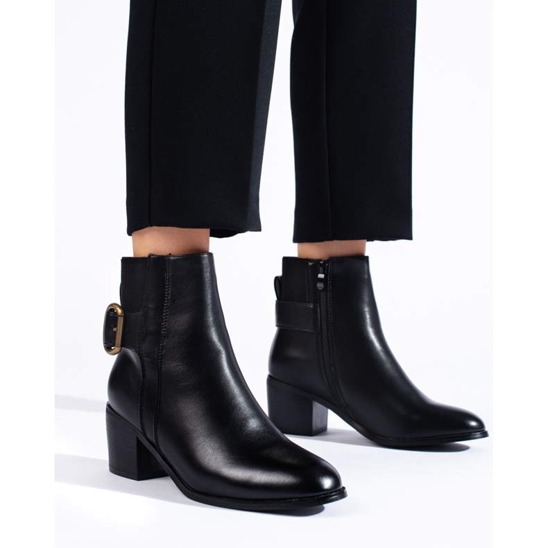 SHELOVET Elegantes botins pretos de salto alto 1