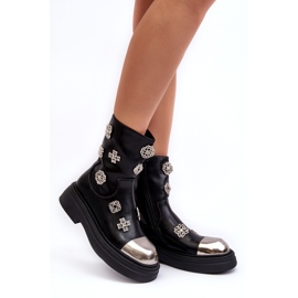 S.Barski Botins Isolados em Couro com Decorações D&amp;A MR870-14A Preto 2