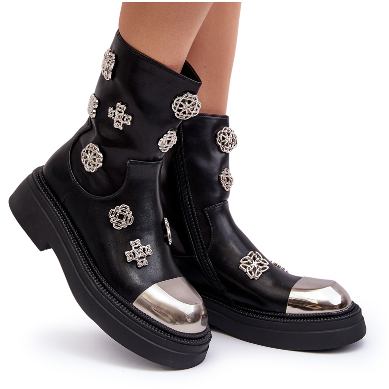 S.Barski Botins Isolados em Couro com Decorações D&amp;A MR870-14A Preto 5