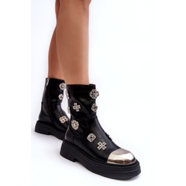 S.Barski Botins Isolados em Couro com Decorações D&amp;A MR870-14A Preto 3