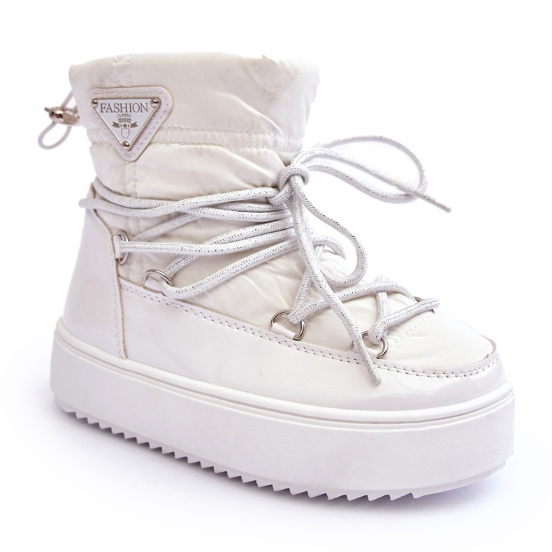 MSMG Botas de neve isoladas com cordões para crianças brancas Colina branco 3