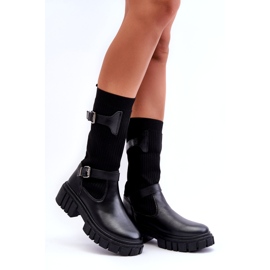 Botas pretas femininas com meia preta preto 1