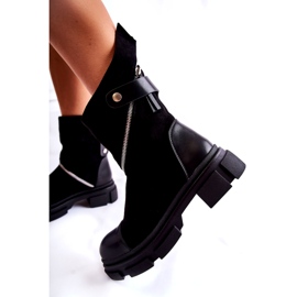 Seastar Botas de camurça femininas da moda com zíper Kandell preto 3