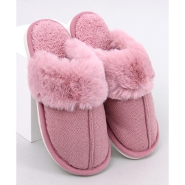 Chinelos Skeen em espinha rosa escuro com pele 1