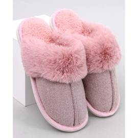 Chinelos Skeen em espinha com pele, rosa claro 1