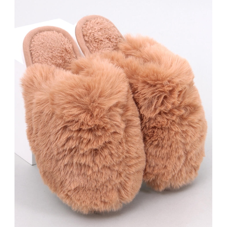 Chinelos de pele femininos Calvert Camel marrom 1