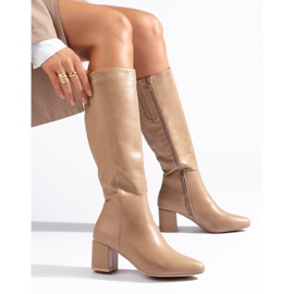 Botas bege de salto alto Daszyński 1
