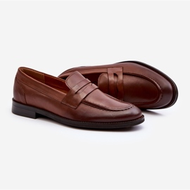 Mocassins de couro masculino Zazoo 1570/1 marrom castanho 2
