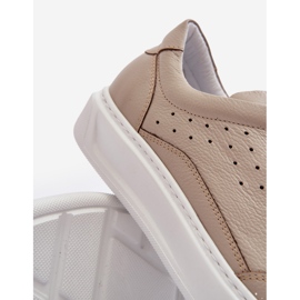 Calçados esportivos masculinos de couro Zazoo 1544 Bege 2