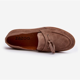Sapatos mocassins de camurça masculino Zazoo 1566 marrom castanho 2