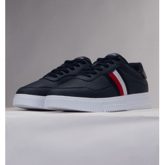 Sapatos Tommy Hilfiger Supercup Couro Listras M FM0FM04824 DW5 azul 1