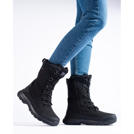 Tênis de trekking feminino com cadarço DK à prova d'água preto 1