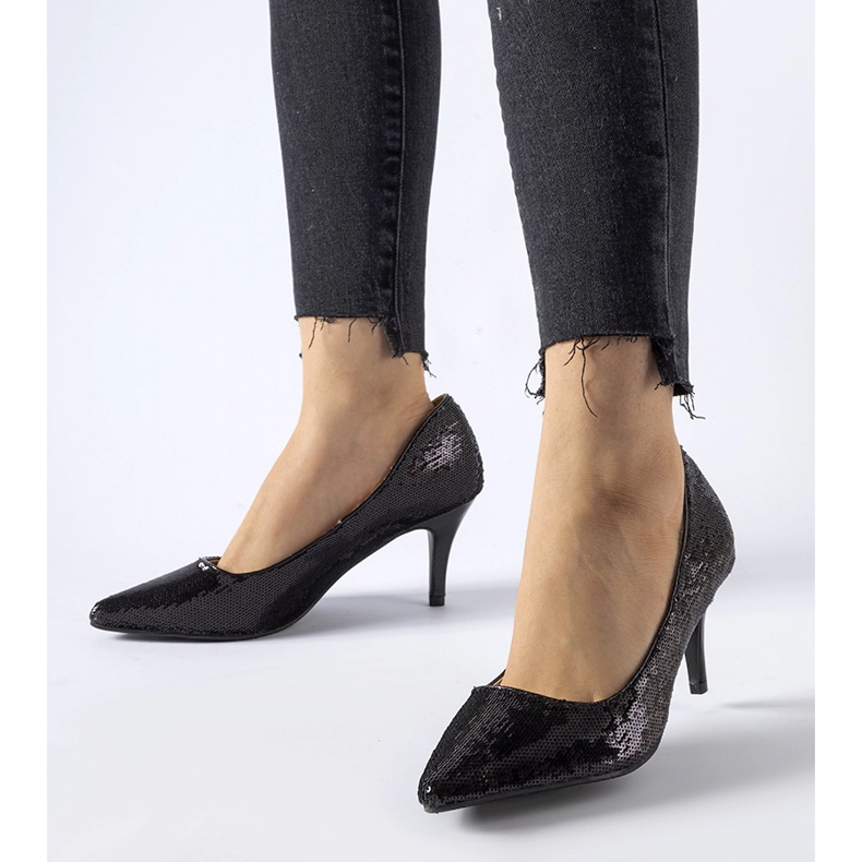 Sapatos Ernesto de salto alto com lantejoulas pretas preto 1 Sapatos Ernesto de salto alto com lantejoulas pretas preto 1