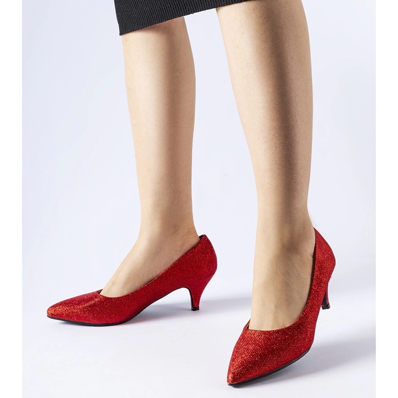 Sapatos baixos Pescara com glitter vermelho 1 Sapatos baixos Pescara com glitter vermelho 1
