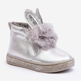 Botas de neve infantis Silver Mothia com zíper prata 2
