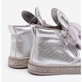 Botas de neve infantis Silver Mothia com zíper prata 1