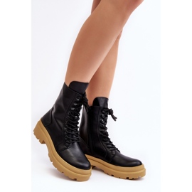 Botas femininas de trabalho, couro ecológico, Irande preto 1