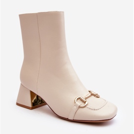 Botins de salto alto com decoração, bege claro Adinah 2