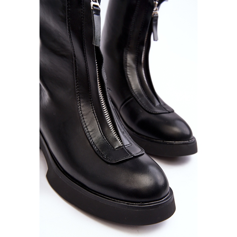 Botas rasas femininas com zíper pretas Elkasa preto 2