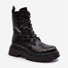 Botas femininas de trabalho com relevo decorativo Tarolia preta preto 2