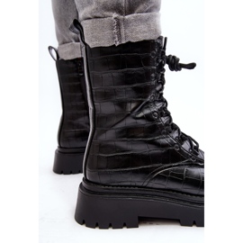 Botas femininas de trabalho com relevo decorativo Tarolia preta preto 1