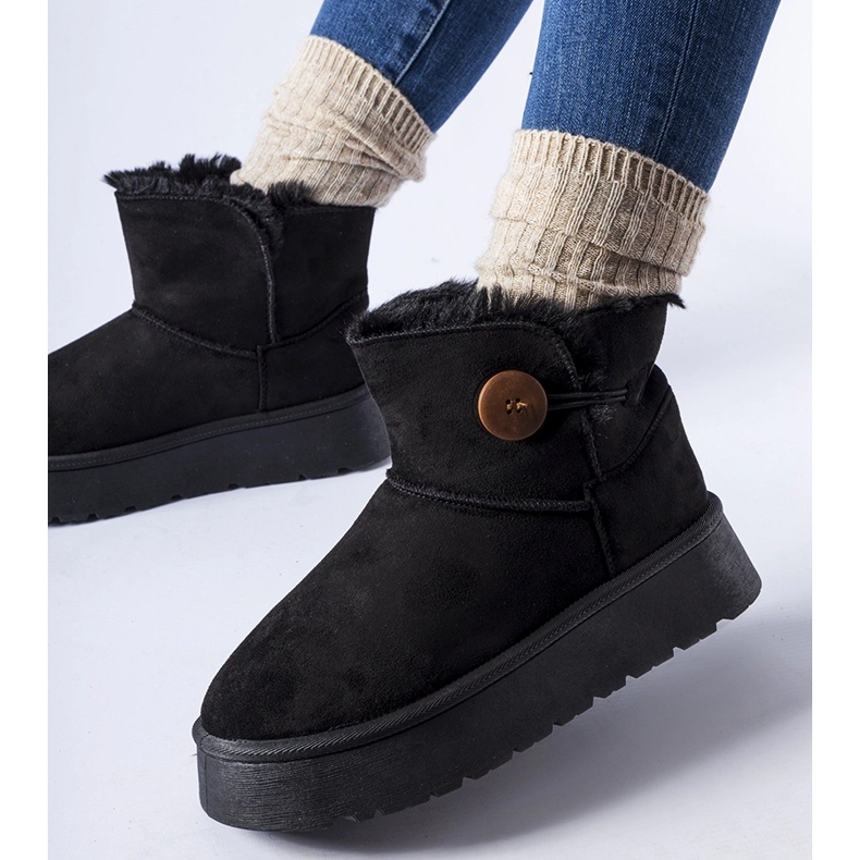 Botas de neve pretas com isolamento e botão Ronco preto 1 Botas de neve pretas com isolamento e botão Ronco preto 1