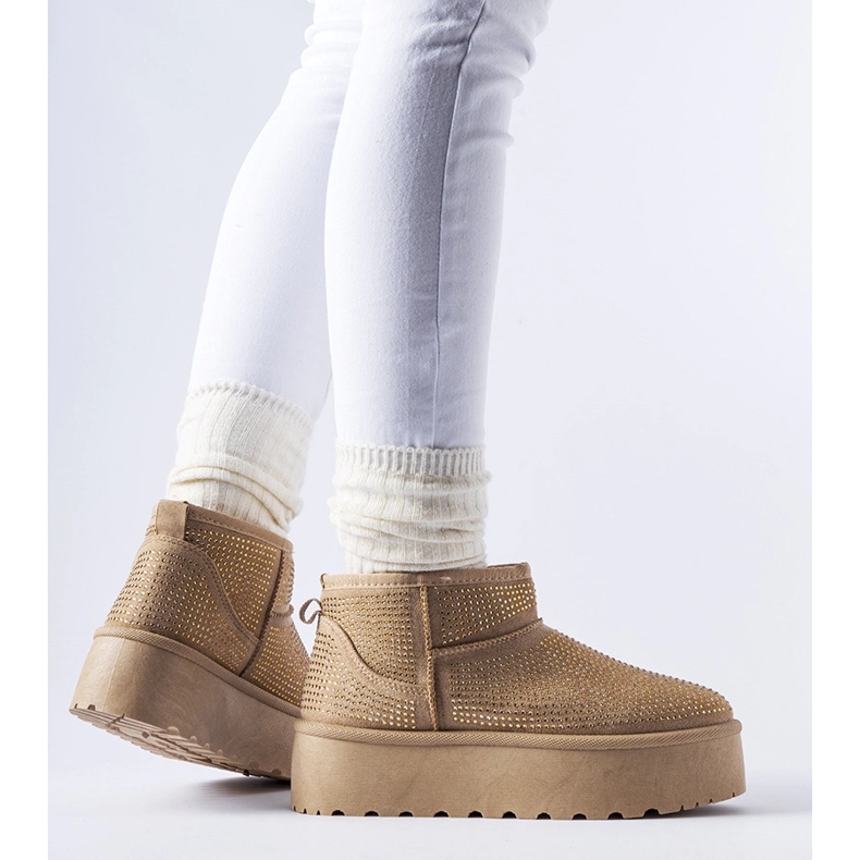 Botas de neve bege com strass Sonora 1 Botas de neve bege com strass Sonora 1