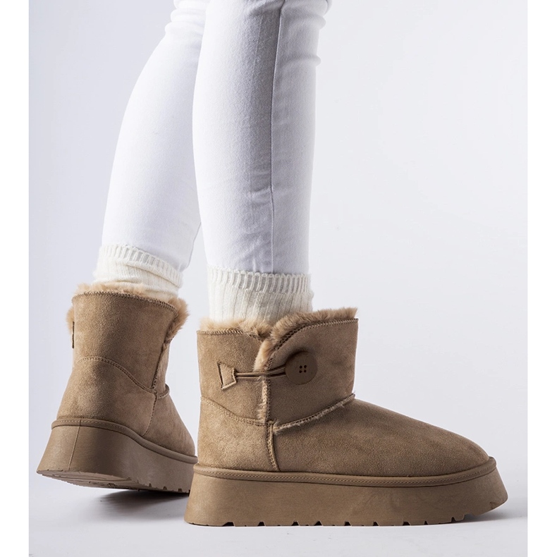 Botas de neve com isolamento marrom e botão Ronco 1