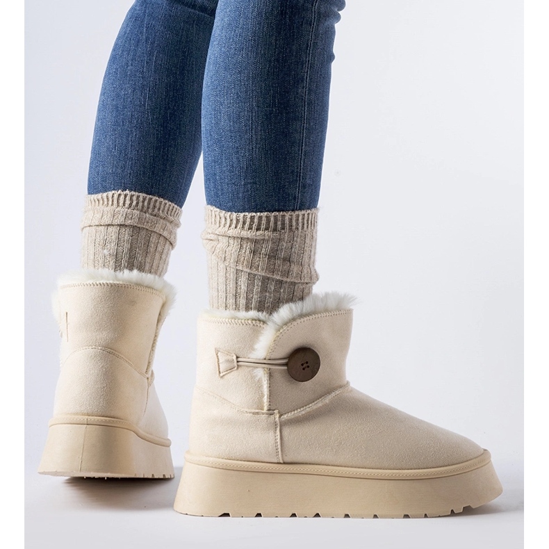 Botas de neve com isolamento bege e botão Ronco 1