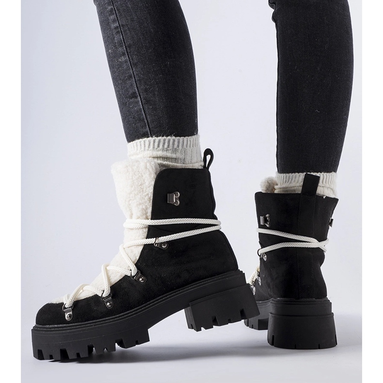 Botas de trabalho pretas com lingueta decorativa de Perugia preto 1 Botas de trabalho pretas com lingueta decorativa de Perugia preto 1