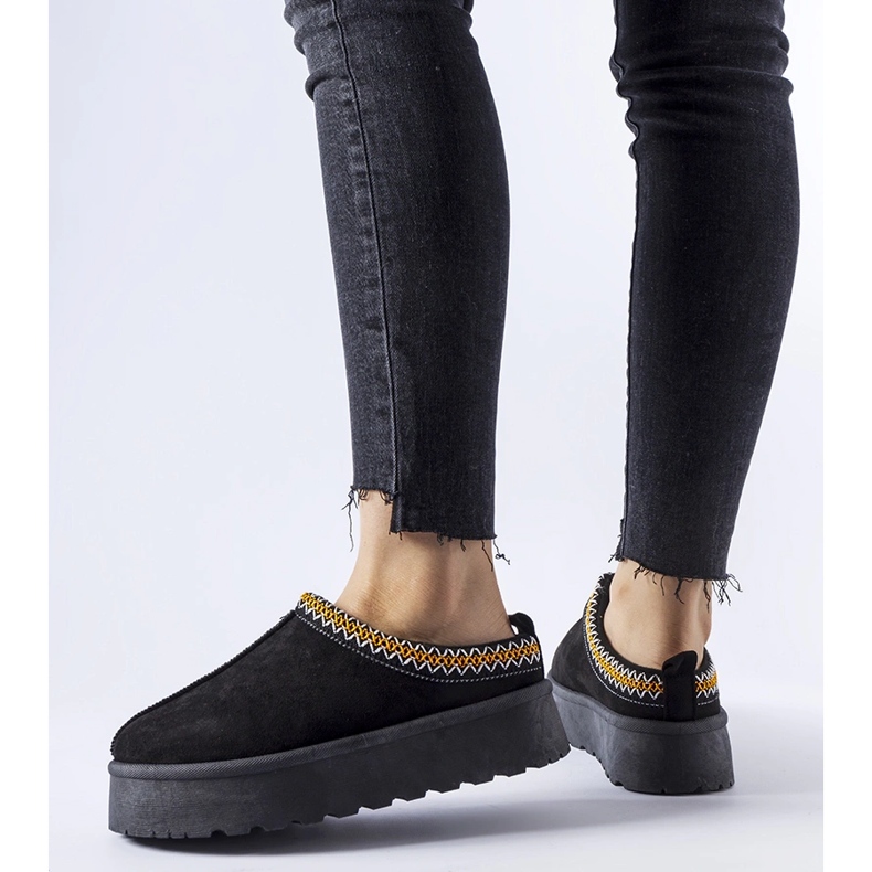 Botas pretas de neve baixas com costura decorativa Fori preto 1