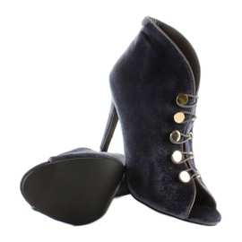 Scarpin de veludo bico aberto 1129 D. Grey cinza 2