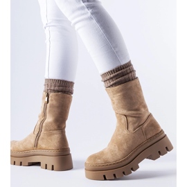 Botins com isolamento marrom e plataforma Umber maciça castanho 1