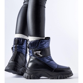 Botas de neve azul marinho com sola Carta enorme preto 1