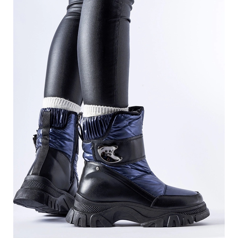 Botas de neve azul marinho com sola Carta enorme preto 1 Botas de neve azul marinho com sola Carta enorme preto 1