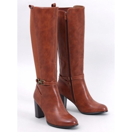 Botas clássicas de salto alto Milss Camel castanho 1