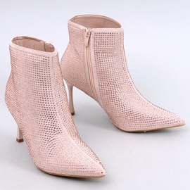 Botins de salto alto com cristais Demish Champagne rosa 1 Botins de salto alto com cristais Demish Champagne rosa 1