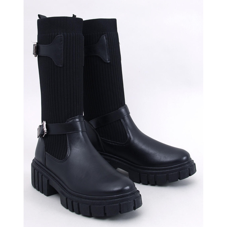 Botas Rhea pretas com parte superior flexível preto 1