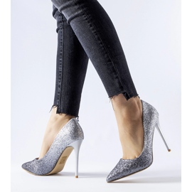 Salto alto Covo com brilho prateado prata 1 Salto alto Covo com brilho prateado prata 1