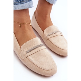 Mocassins femininos de camurça ecológica Bege Ladite 1