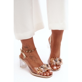 Sandálias de salto alto decoradas em ouro S.Barski MR1037-16 dourado 2