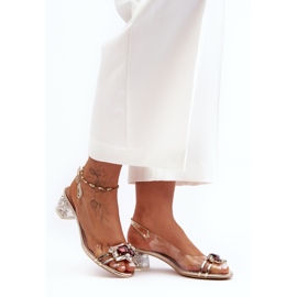 Sandálias de salto baixo, douradas S.Barski MR1037-12 dourado 1