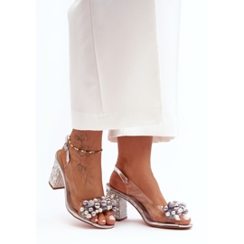 Sandálias Transparentes Elegantes com Salto Alto Prata S.Barski MR1037-17 1