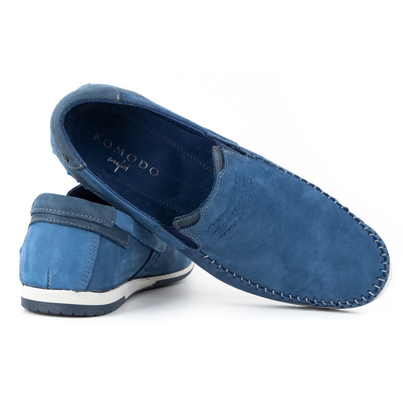 KOMODO Mocassins de couro masculino 876 azul 3