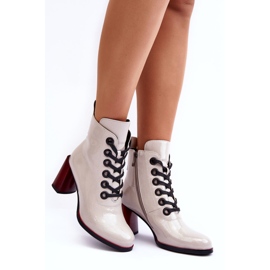 Botins envernizados com atacadores S.Barski MR870-15 Cinzento Claro cinza 5