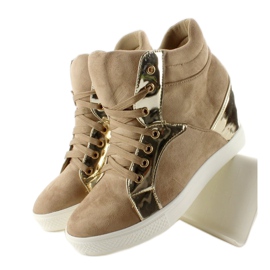 AT-0593-L Tênis cáqui de camurça marrom amarelo 2